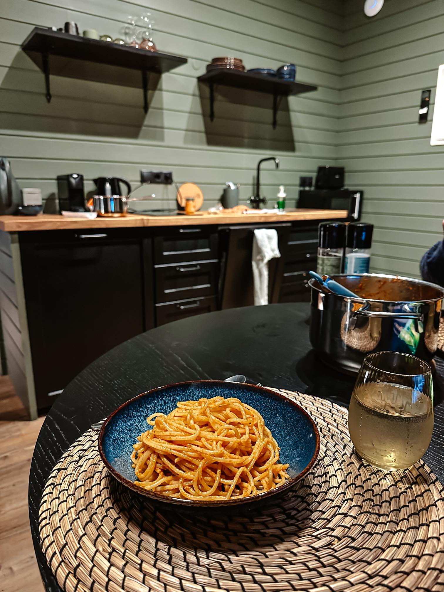 repas dans notre chalet